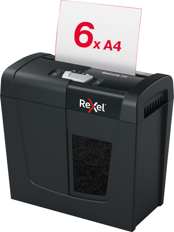 Rexel Secure X6 – Aktenvernichter, DIN P-4, Partikelschnitt 4 × 40 mm, 6 Blatt, 10 l, A4
