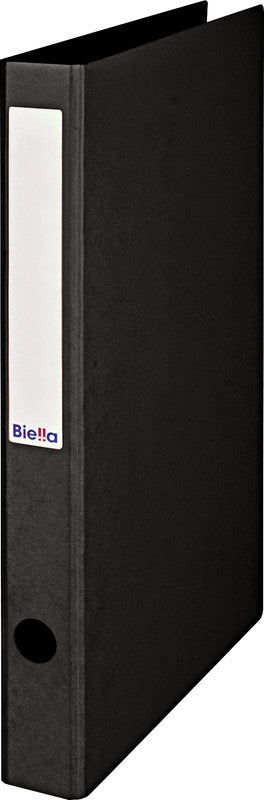 Biella Zeigebuch – A4 Hochformat – 2-Ring Bügelmechanik, Ø 25 mm, Rücken 31 mm – Schwarz, Karton, mit Griffloch