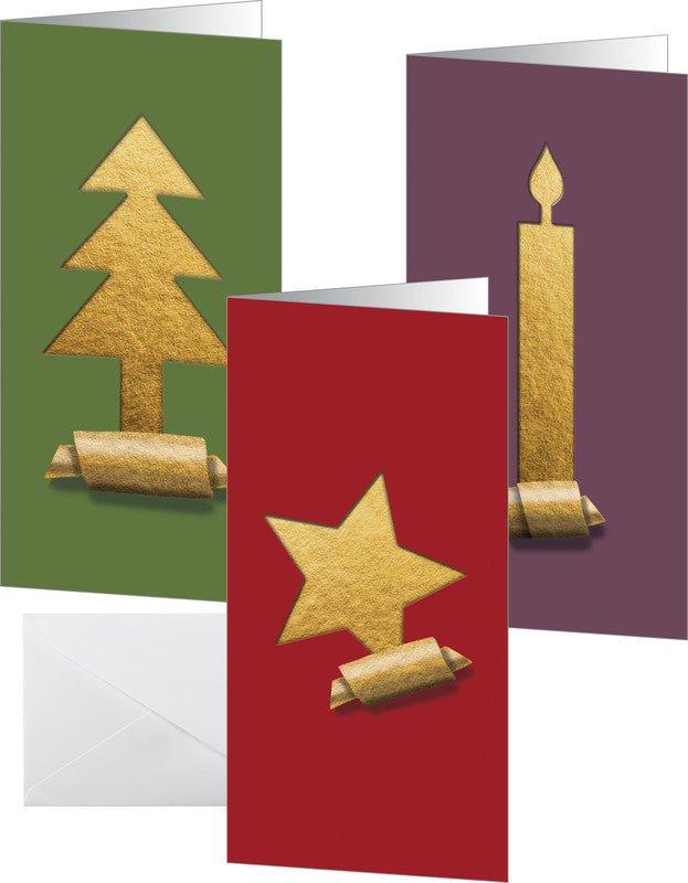 Sigel Weihnachtsgrusskarte (Gold im Ausschnittstil) – 220 × 110 mm – mit Umschlägen, für Inkjet/Laser/Kopierer