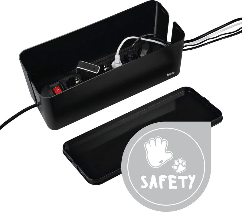 Hama Kabelbox 400 × 138 × 155 mm – für Kabel bis Ø 20 mm – schwarz – Kunststoff