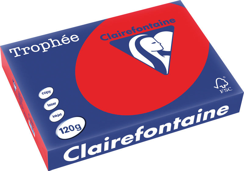 Clairefontaine Kopierpapier – A4, 120 g/m², Korallenrot – für Inkjet/Laser/Kopierer – FSC – 250 Blatt