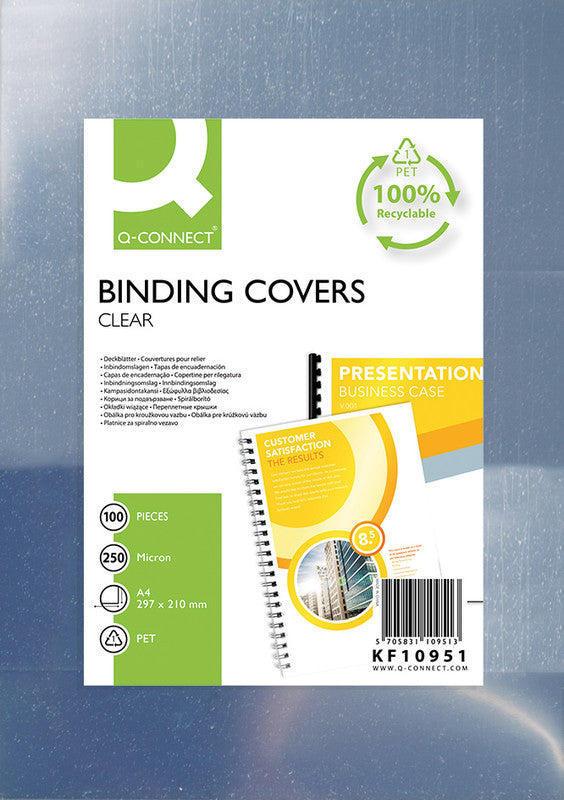 Q-connect Einbandfolien – transparent, Kunststoff – 100 Stk.