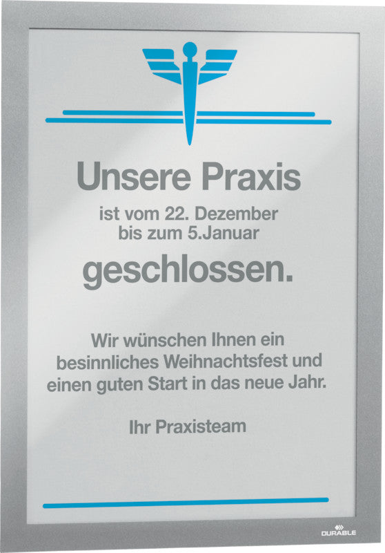 Durable DURAFRAME Magnetrahmen – A4 – Silber – 2er-Pack