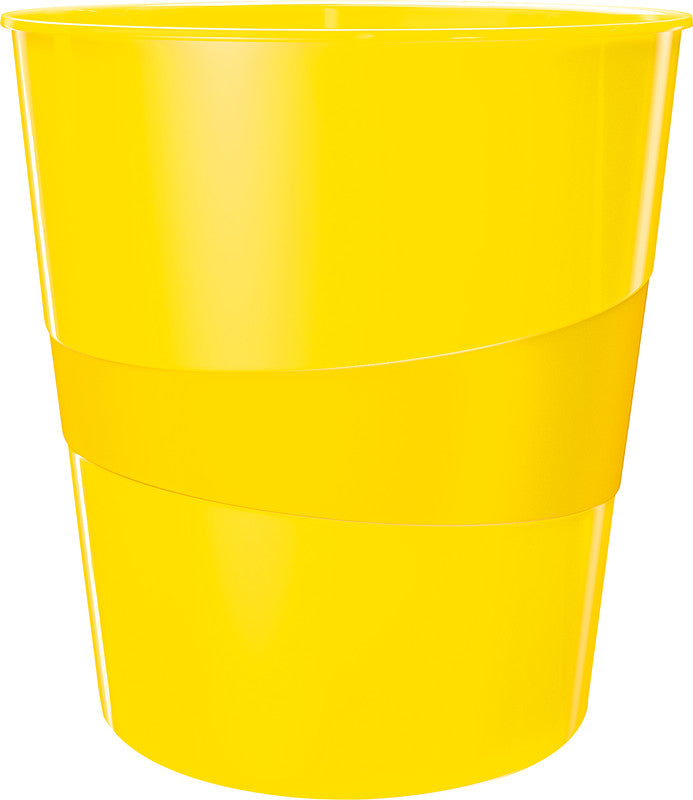 Leitz WOW – Abfallbehälter – 15 l, rund, Polystyrol, gelb, 290 × 290 × 324 mm