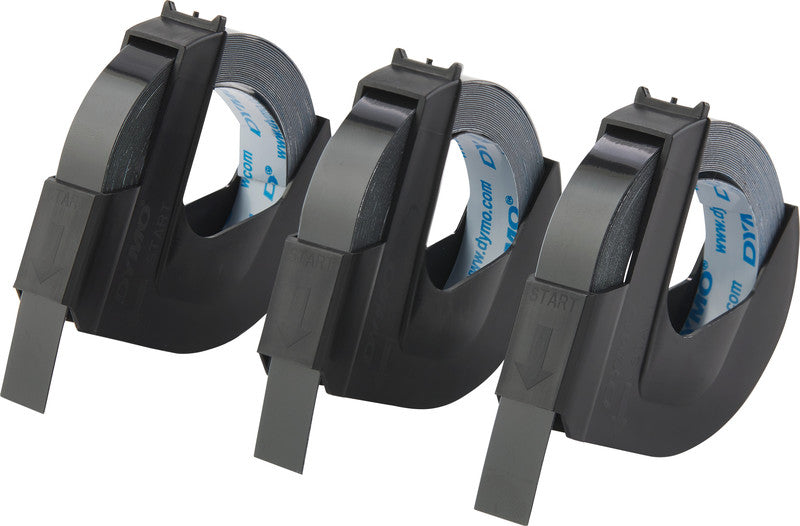 DYMO Schriftband – 9 mm × 3 m, schwarz, weiss – 3 Stück
