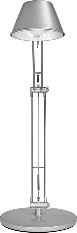 MAUL Energiespar-Tischleuchte rock – dreh- & neigbar, mit Schalter – 2700 K – 880 lm 15 W – silber
