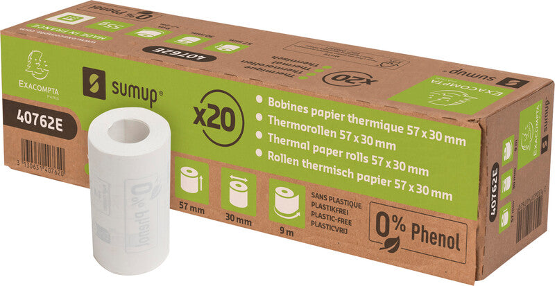 Exacompta Thermorolle 57 mm × 9 m, kernlos, phenolfrei – für SumUp