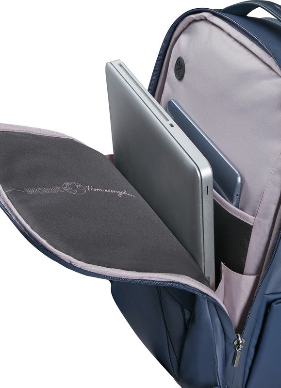 Samsonite Workationist Notebook-Rucksack – 14 l, wasserabweisend, USB-Port, recyceltes PET (rPET), blau
