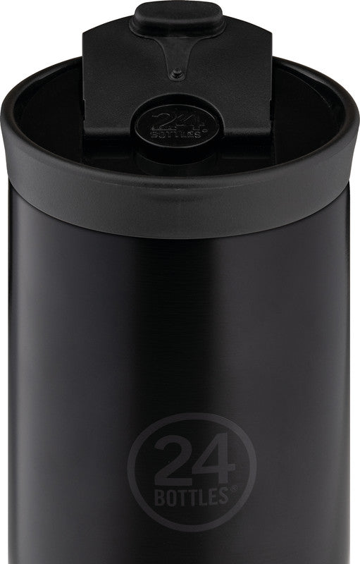 24Bottles Thermobecher Travel Tumbler – 3,5 dl – Edelstahl, isoliert, Sip&Go-Deckel – Tuxedo Black