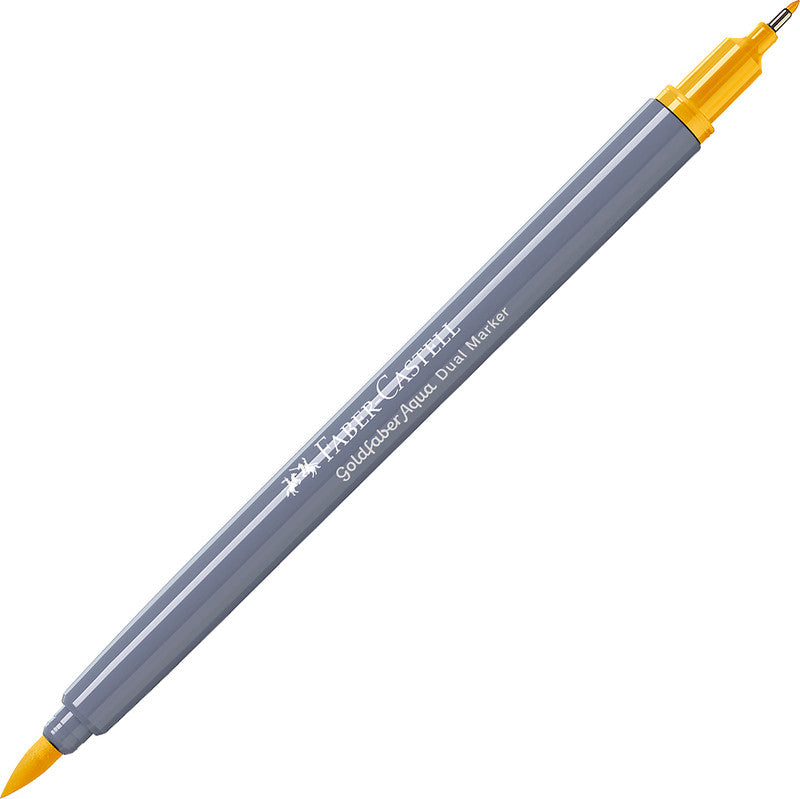 Faber-Castell Pinselstift – Finelinerspitze 0,6 mm, Pinselspitze – Naples Gelb – wasservermalbar