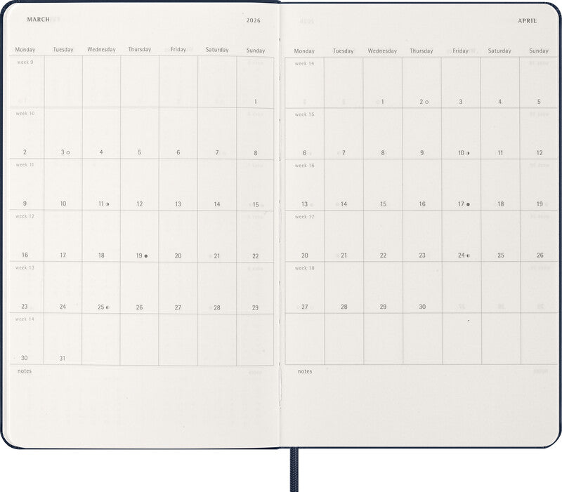 Moleskine Wochenagenda – 1 Woche/1 Seite, gebunden, 13 × 21 cm, 2026, Saphirblau, FSC
