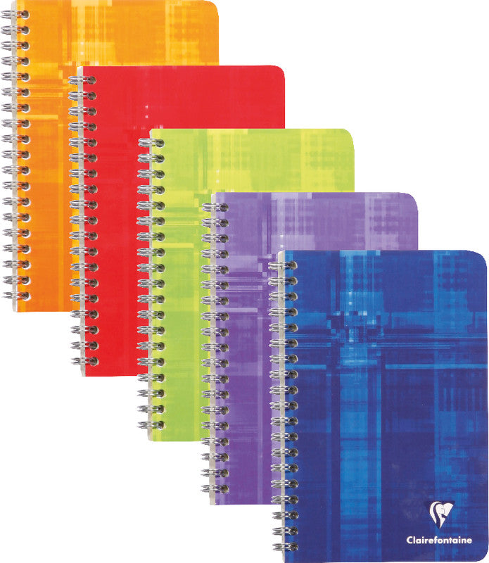 Clairefontaine Spiralheft, 110 × 175 mm, kariert, 5 mm, 96 Seiten, 90 g/m² – sortiert
