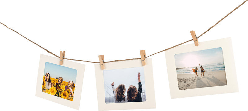 Walther Fotogirlande Pimp 'N Create, Papier, Weiss, 10 × 180 cm, mit Holzklammern – eco:plus