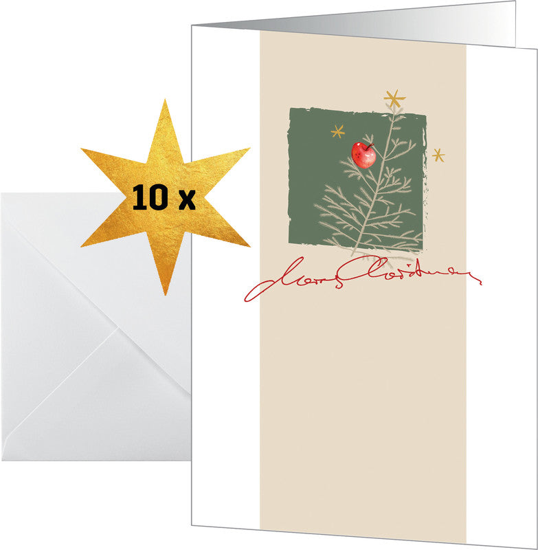 Sigel Weihnachtsgrusskarte (mit Äpfeln) – A6 (105 × 148 mm) – mit Umschlägen, für Inkjet/Laser/Kopierer