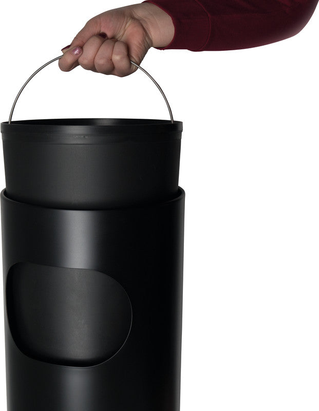 Helit Standascher – 13 l – Stahl, Schwarz – Gummibodenring, selbstlöschend, Löschkopf – Ø 249 × H 605 mm