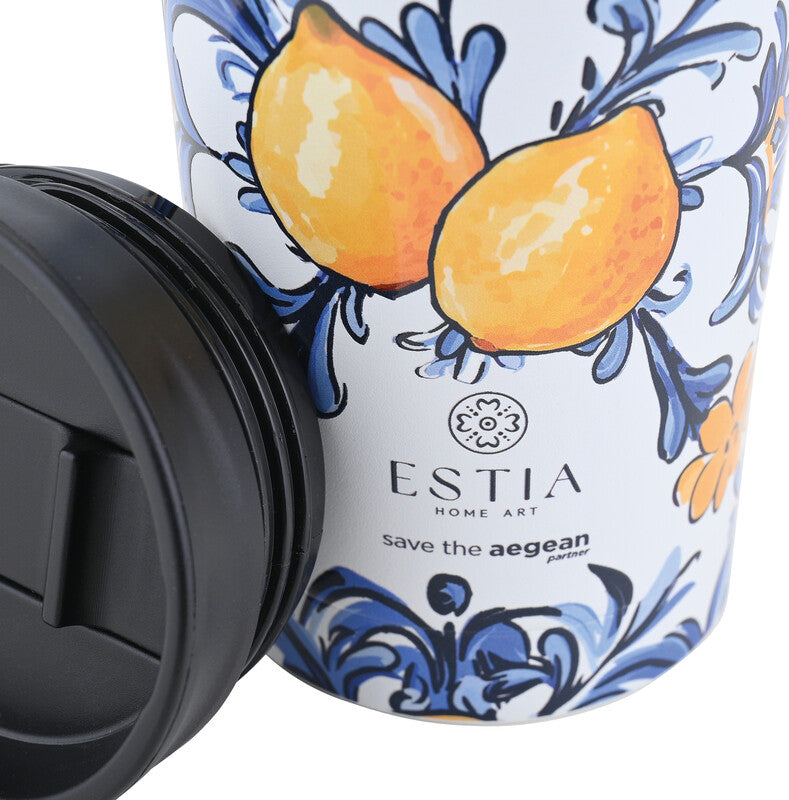 Estia Thermobecher – 3,5 dl – Edelstahl, isoliert, Schraubverschluss – Amalfi Coast