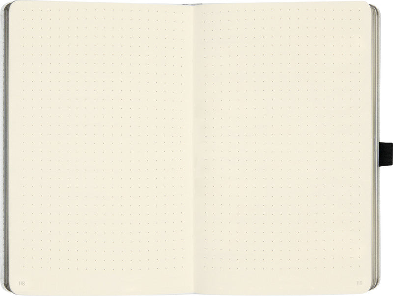 Biella Notizbuch, 125 × 195 mm, punktkariert, Fadenheftung, 192 Seiten, 80 g/m² – mehrfarbig