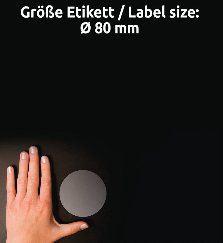 Avery Folienetiketten, Ø 80 mm, Transparent, Folie, Permanent