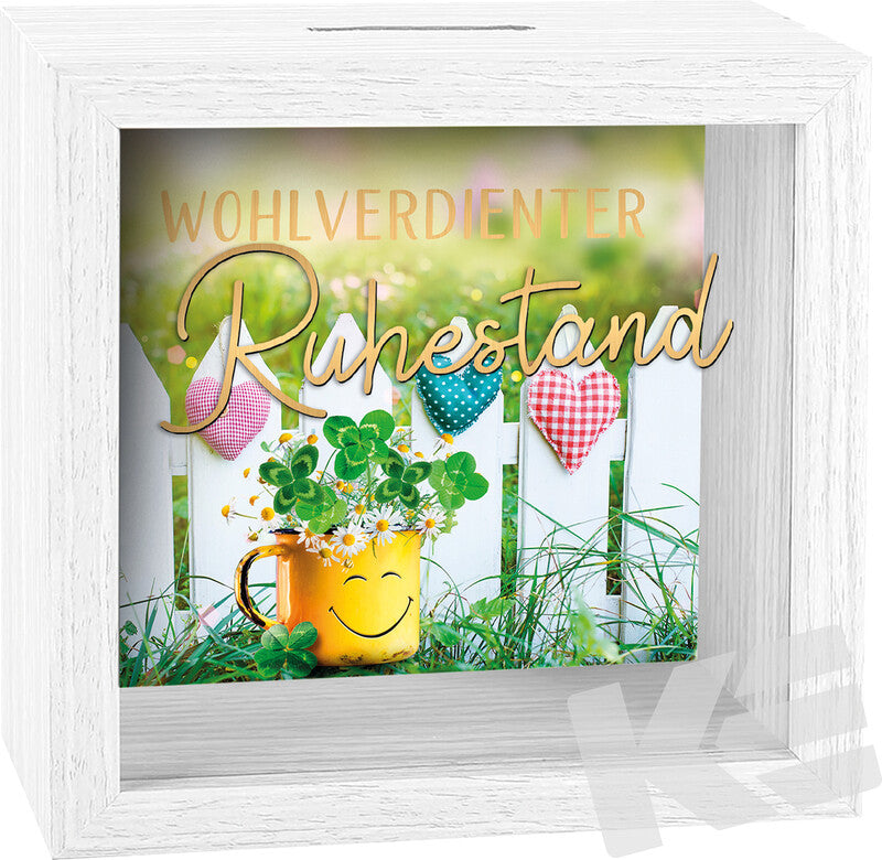 Kurt eulzer Spardose Ruhestand – Holz, Weiss – 11 × 11 × 2 cm