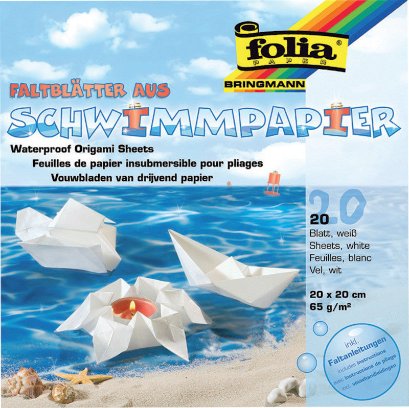Folia Faltblätter aus Schwimmpapier – 200 × 200 mm – 65 g/m² – Weiss – 20 Blatt