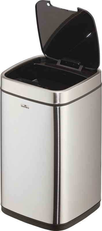 Durable Tisch-Abfallbehälter – 12 l – Edelstahl – Ø 240 × H 430 mm – sensorgesteuert, batteriebetrieben