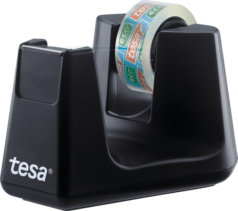 tesa Tischabroller – für Rollenbreite bis 19 mm, für Bandlänge bis 33 m, für Kern 1", rutschfest, Metallmesser