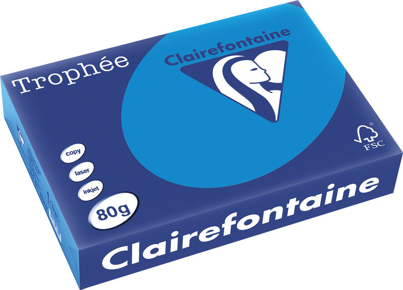 Clairefontaine Kopierpapier – A4, 80 g/m², Karibikblau – für Inkjet/Laser/Kopierer – FSC, EU Ecolabel – 500 Blätter