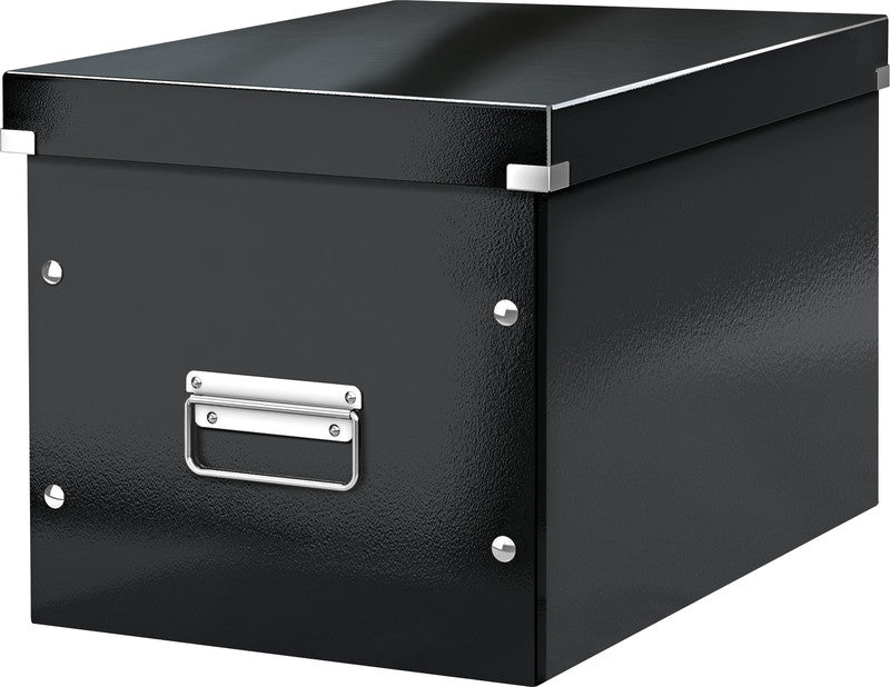 Leitz Click&Store Wow Cube L Aufbewahrungsbox B 320 × H 310 × T 360 mm – mit Deckel, stapelbar, schwarz