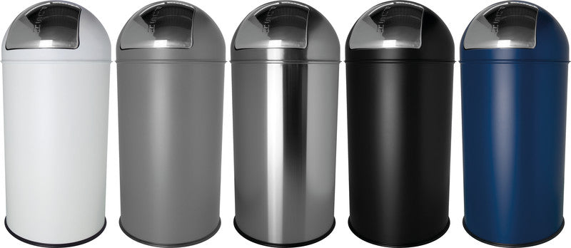 Helit Abfallcontainer – 30 l – mit Deckel – Edelstahl – Ø 314 × H 650 mm