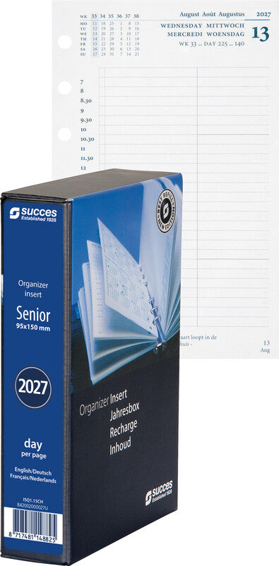 Succes Kalender-Einlage – 1 Tag/Seite, 6-fach, 9,5 × 15,0 cm, 2027