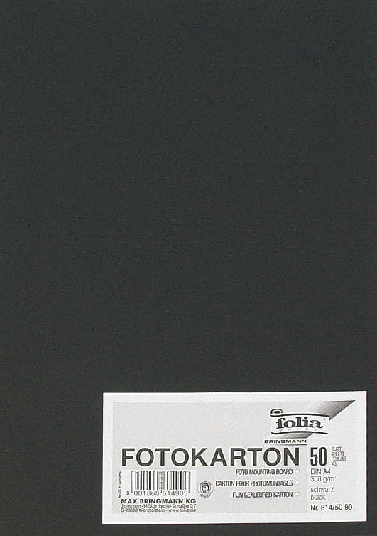 Folia Fotokarton matt, strukturiert – schwarz – A4, 50 Bogen