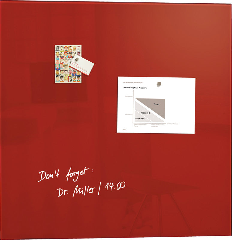 Sigel Whiteboard – 100 × 100 cm, Glas, magnetisch, Wandmontage, inkl. Magnete, Montagesatz