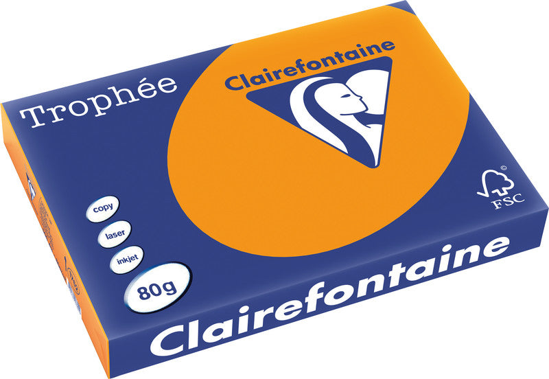 Clairefontaine Kopierpapier – A3, 80 g/m², Orange – für Inkjet/Laser/Kopierer – FSC, EU Ecolabel – 500 Blatt
