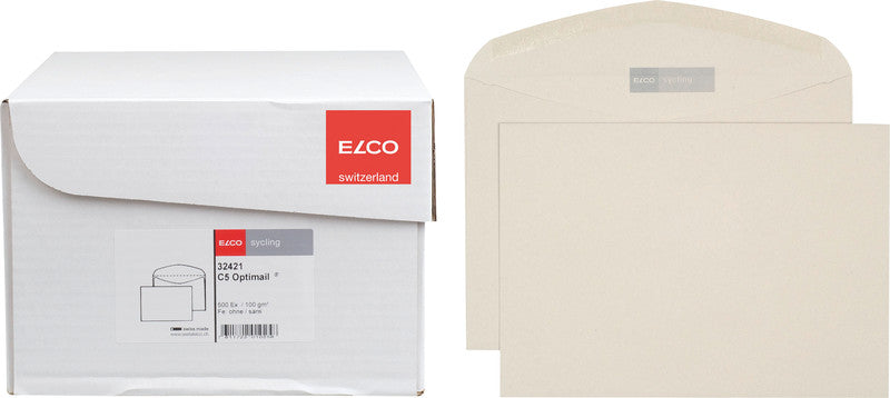 Elco Couvert C5, ohne Fenster, gummiert, grau, 100 g/m² – 500 Stk.