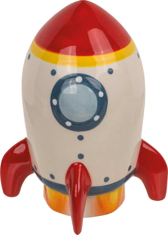 Out oft the blue Out of the Blue Spardose Rakete – Steingut, Mehrfarbig – 12,5 × 7 cm