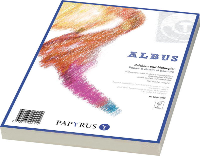 Papyrus Zeichenpapier – A4, 160 g/m², weiss, strukturiert, 100 Blatt, für Mixed Media – FSC