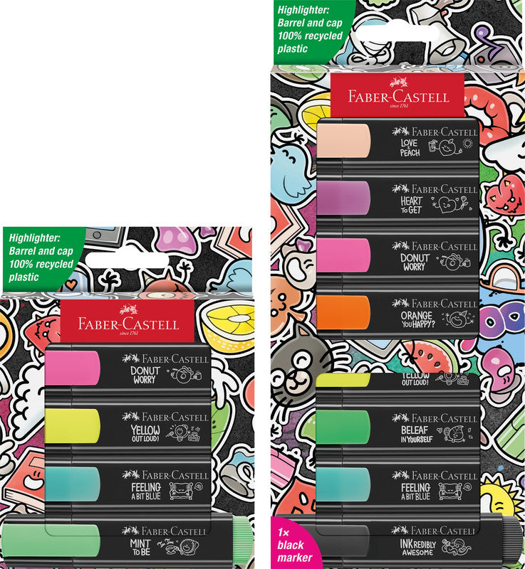 Faber-Castell 46 Graffiti Textmarker Set 8 Farben – Keilspitze, 1–5 mm, nachfüllbar
