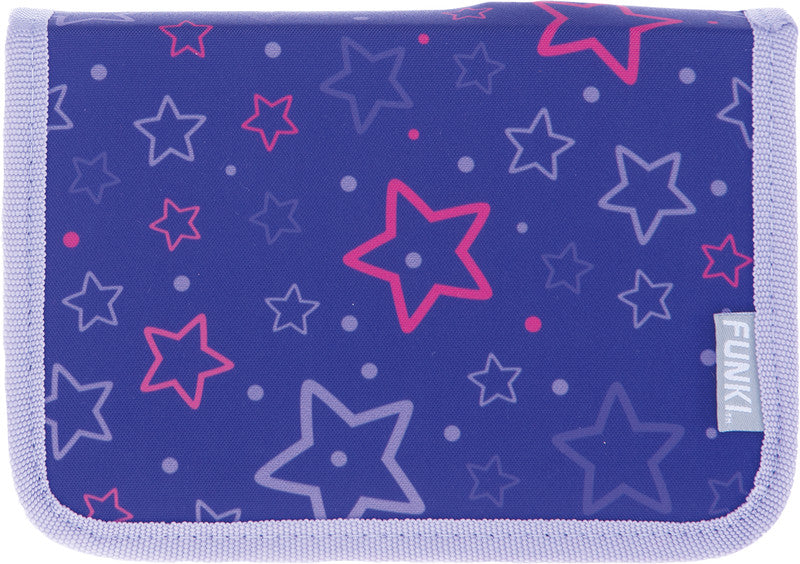 Funki Slim-Bag Schüleretui, gefüllt, 24-teilig – Purple Stars – Kunststoff – 23,0 × 14,0 × 4,0 cm