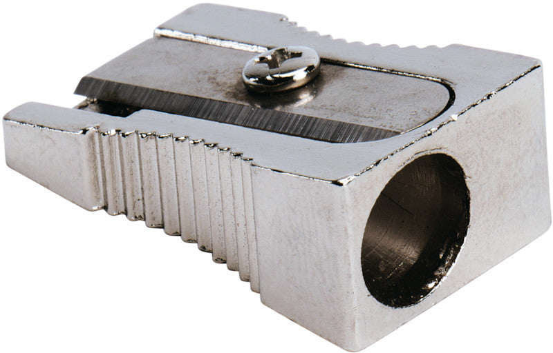 Q-CONNECT Spitzer – manuell, 1-Loch, ohne Behälter, für Blei- & Buntstifte Ø 8 mm, Metall, silber