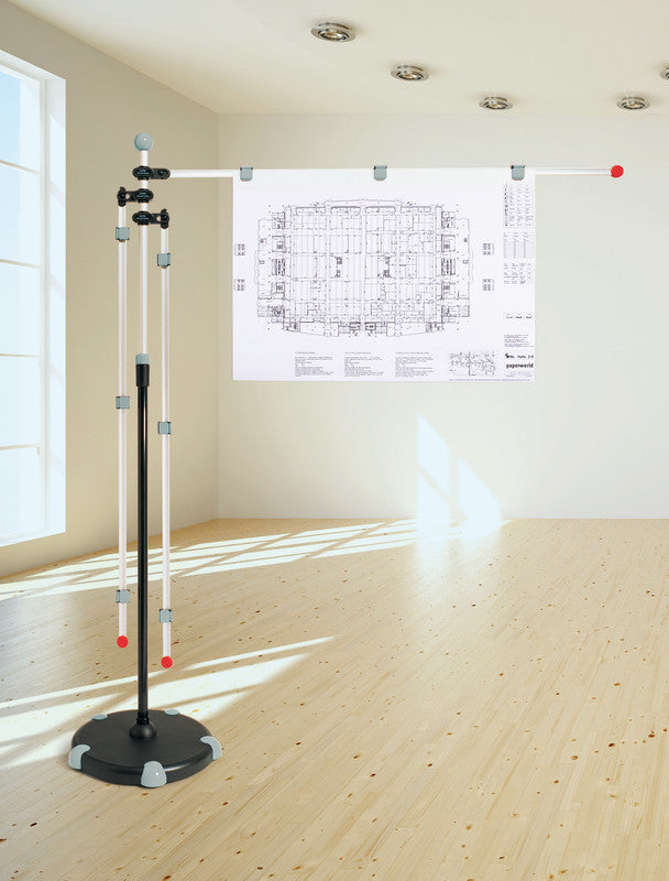 MAUL Planhalter – für A0 hoch/quer, mit Rollen, schwarz, Metall/Kunststoff