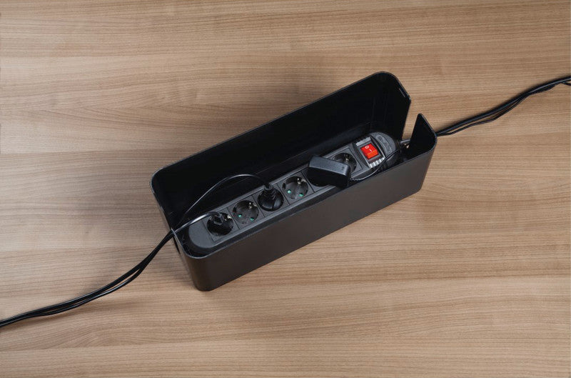 Hama Kabelbox 400 × 138 × 155 mm – für Kabel bis Ø 20 mm – schwarz – Kunststoff