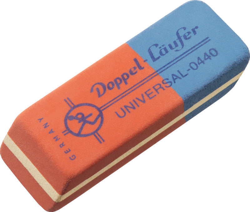 Laufer Radierer – für Tinte, Tusche – 55 × 8,5 × 19 mm – Kautschuk – rot/blau