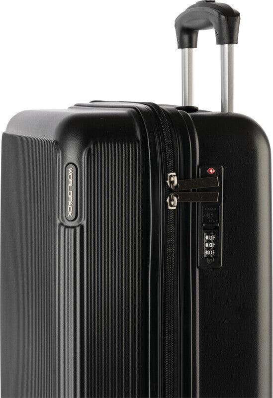 Worldpack Bergen Trolley Handgepäck – 34 l, Hartschale, 4 Doppelrollen, Schwarz, 34,5 × 54 × 23 cm