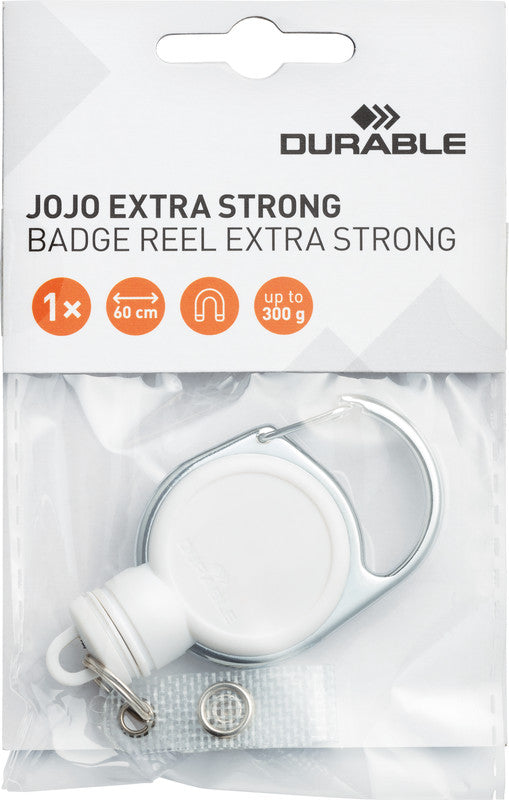 Durable Ausweishalter Jojo Extra Strong – 600 mm, weiss, Metall