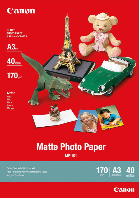Canon MP-101 Fotopapier – matt, A3, 170 g/m², 40 Blätter – für Canon Serie S und Canon BJC-8200