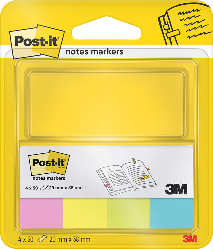 Post-it Seitenmarker – 20×38 mm – sortiert, 4×50 Stück, PEFC
