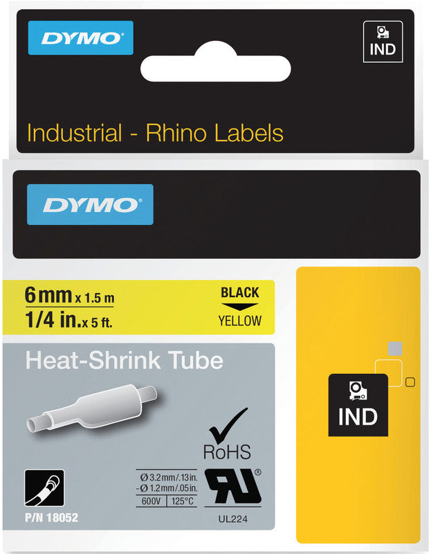 DYMO Schriftband – 6 mm × 1,5 m, gelb, schwarz – für DYMO Rhino: 3000, 4200, 5000 und weitere
