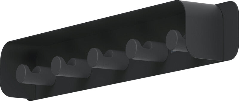 Durable Wandgarderobe 5 Haken – Aluminium – schwarz – 500 × 59 × 42 mm