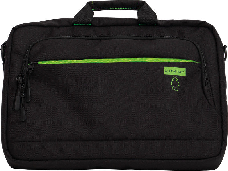 Q-Connect Notebook-Tasche – für Notebooks bis 15,6", Aufsteckfunktion, recyceltes PET (rPET), schwarz