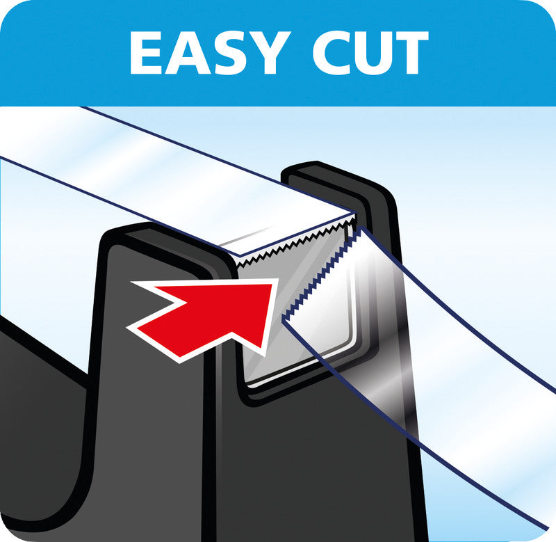 tesa Handabroller Easy Cut – für Rollenbreite bis 19 mm, für Bandlänge bis 33 m, Metallmesser, inkl. 1 Rolle
